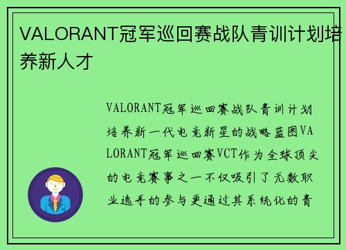 VALORANT冠军巡回赛战队青训计划培养新人才