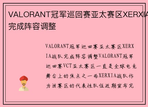 VALORANT冠军巡回赛亚太赛区XERXIA完成阵容调整